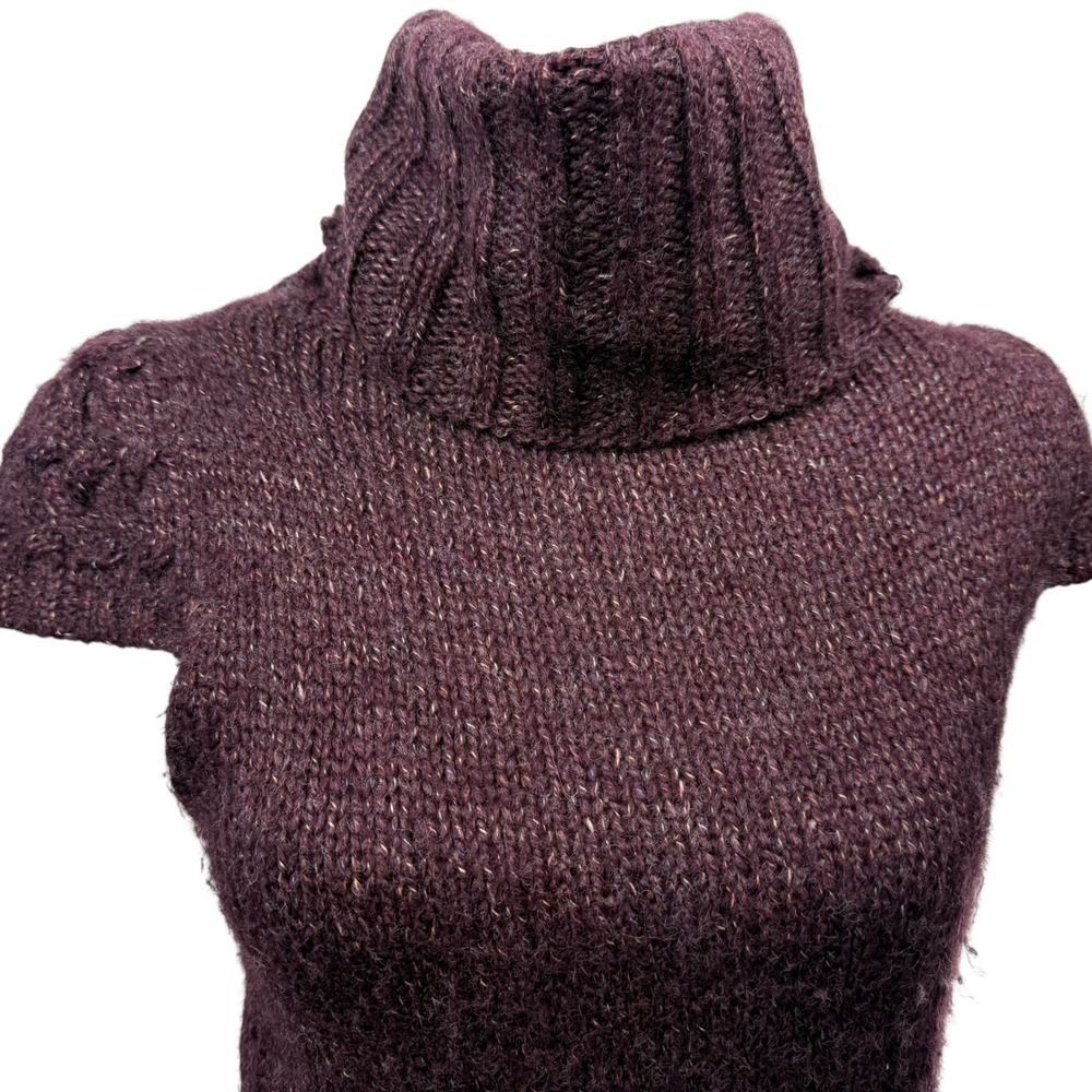 Desigual Turtleneck Sweater Dress Size M Embroidered Floral Burgundy retro Y2k - Picture 2 of 8